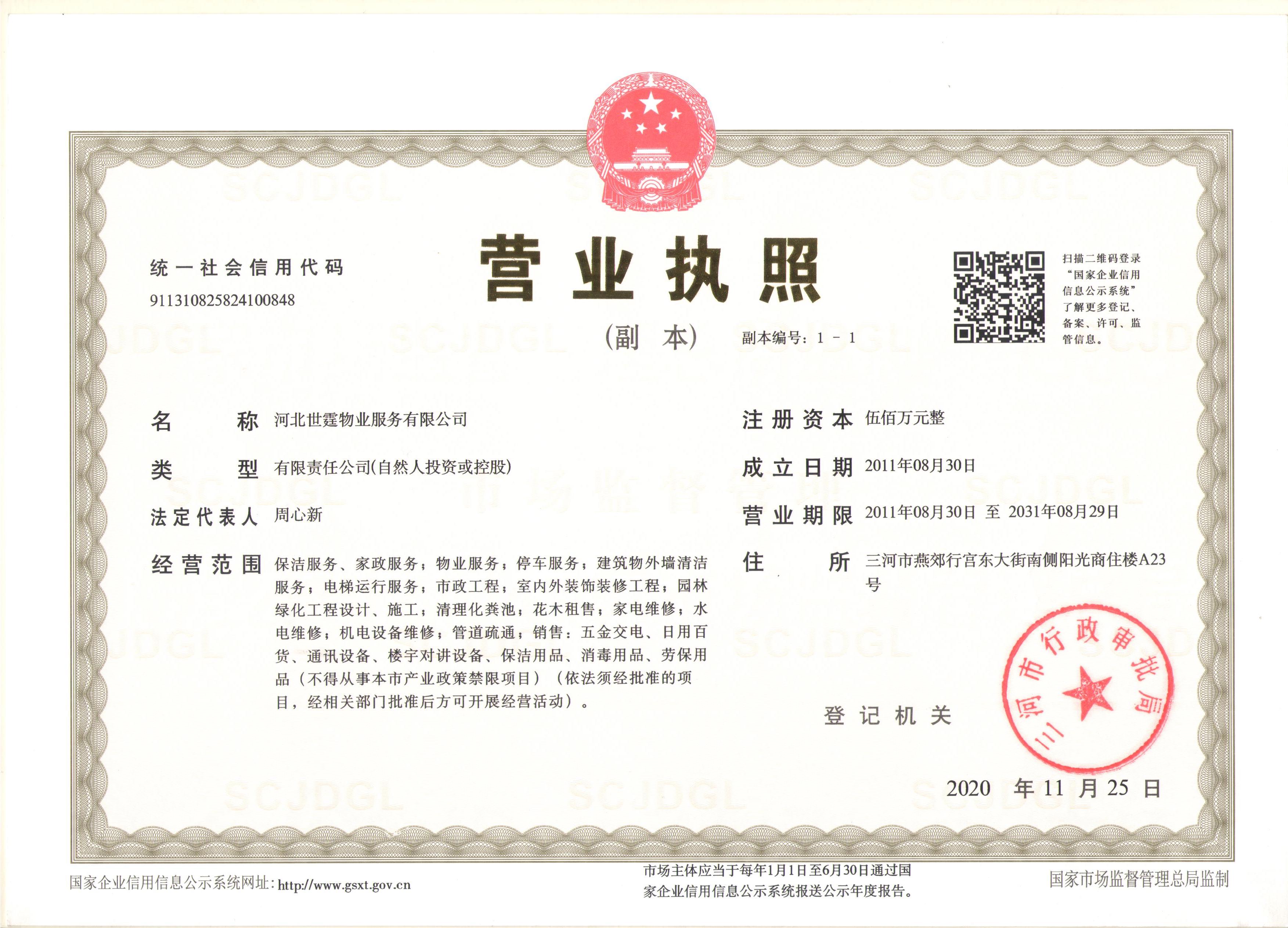 公司營業執(zhí)照 